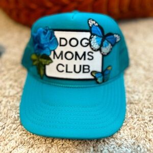 Teal Dog Moms Club Cap with Butterfly Patches